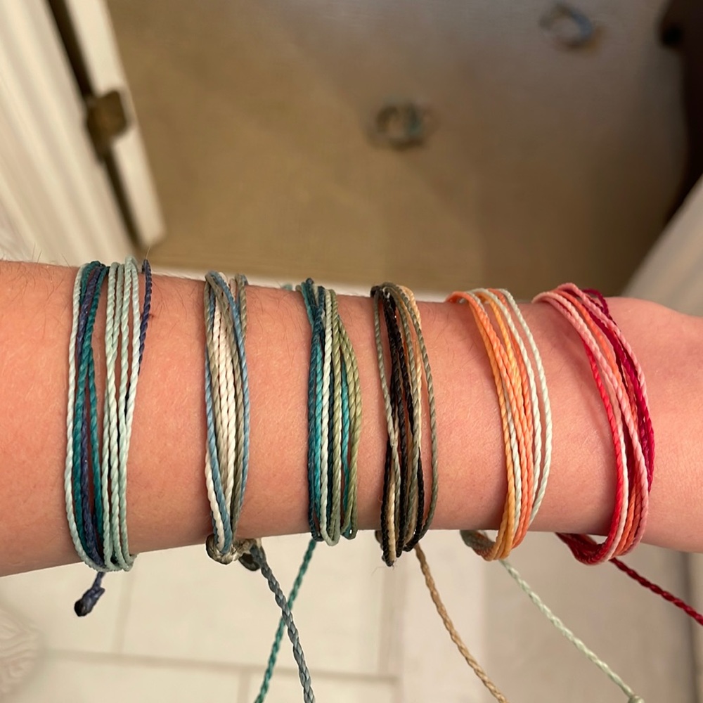 6 multi colored layered bracelets
